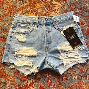 Free People X Levis distressed vintage denim shorts